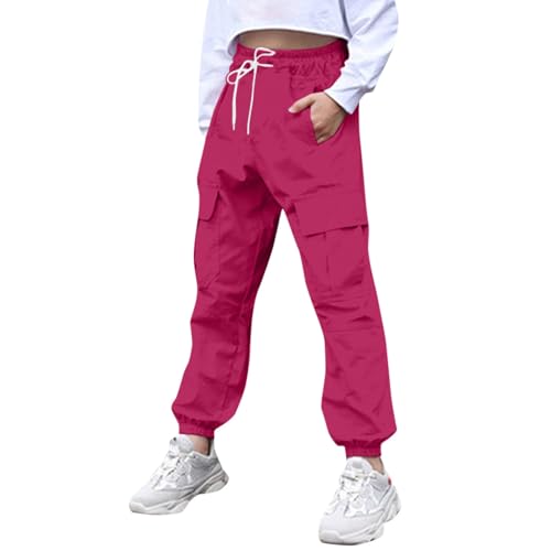 Girls Cotton Thick Sweatpants Wide Leg Padded Cargo Joggers Pants Teen Kids Midi Pockets Straight High Waist Trousers3