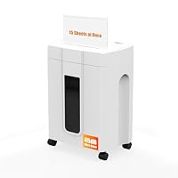 45dB Ultra Quiet Paper Shredder, 15 Sheets Cross Cut Shredders for Home Use UK with 18L Pull-Out Bin & Casters, White Office Shredder for Confidential Documents,Shred Credit Card/Mail/Staple