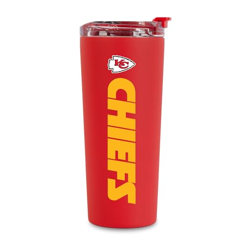 Rico Industries NFL Football Kansas City Chiefs Red 24oz Stainless Steel Tumbler with Lid and Dual Functioning Lid