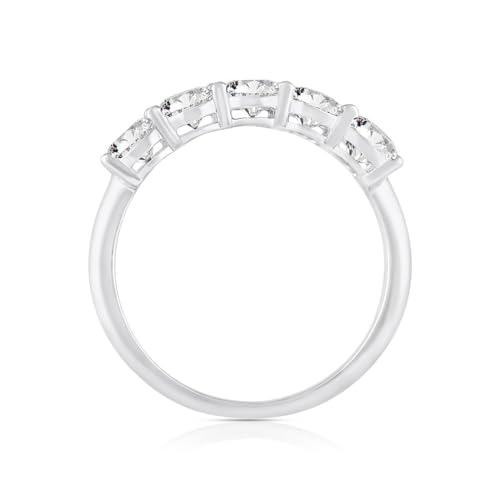 2 Carat- 3 Carat Oval Shape Lab Gorow Diamond Five Stone Anniversary Band Ring | 10k,14K White or Yellow Gold Five Stone Wedding Band Ring | D-F Color and VS1 Clarity3