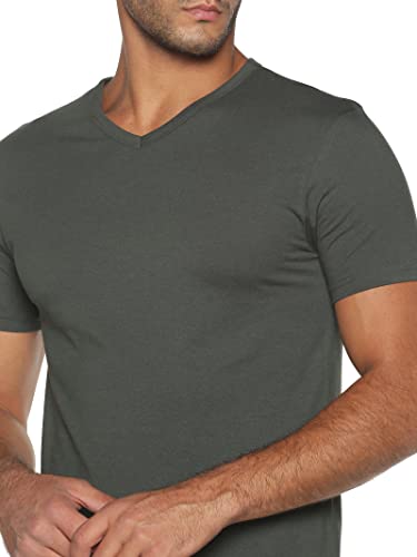 Image of ECOLINE Clothing Men's Cotton Solid Regular Fit V Neck Half Sleeve T-Shirt