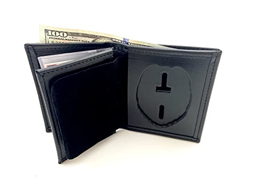 Perfect Fit Shield Wallets Eagle Top Badge Wallet Police Shield Security Fits for Blackington 296 Security Style Badge Bi-Fold Hidden Badge Wallet Leather Black (Cutout PF209)3