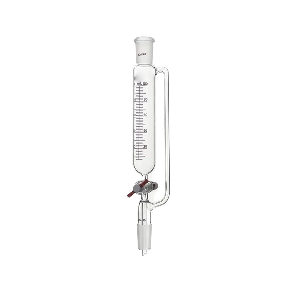 Adaptador de vidrio para toma de vacío, Adaptador de vidrio borosilicato y embudo CPDrip 10 a 500 ml LH-229 Válvula PTFE Tamaños escala ajustable(LH-229-601)