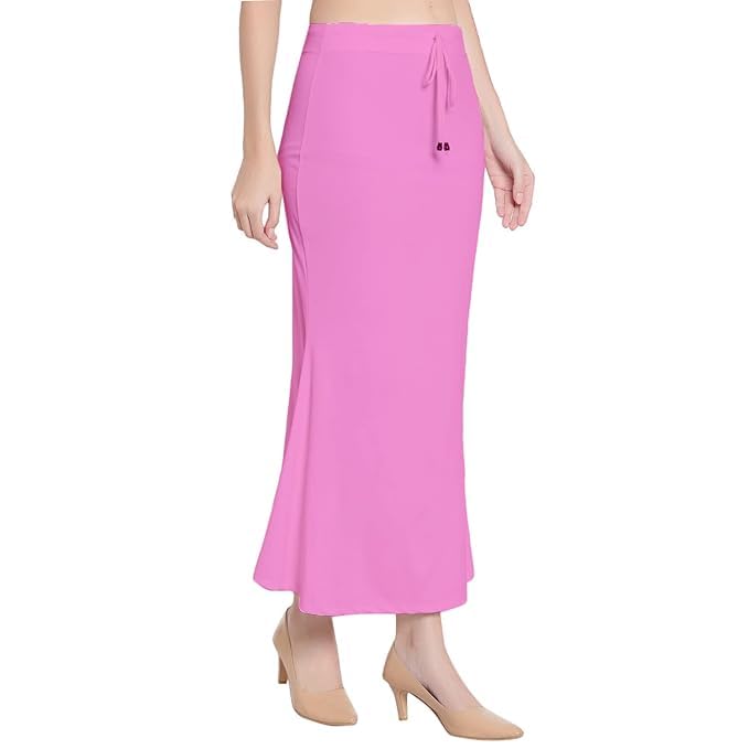 Image of Saree Shapewear Petticoat for Women Cotton Blended Lycra Shaper Petticoat with Elastic & Lace (Drawstring) Long Under Skirt Fishcut Wrinkle Free Shapewear