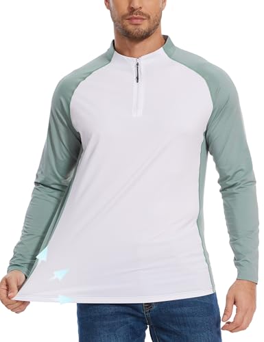 Men's Running Shirt Long Sleeve Performance Quarter Zip Pullover Quick Dry Golf Workout Athletic Shirts UPF 50+2