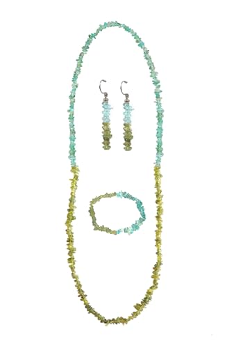Collar y aretes de apatita verde cielo con plata duradera que no causa alergias