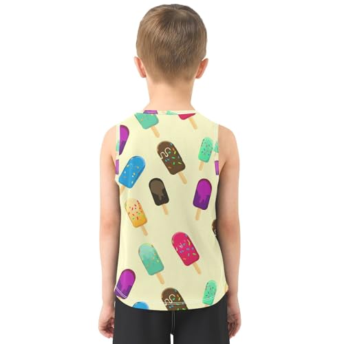 J JOYSAY Cartoon Colorful Popsicle Boys Tank Top Sleeveless Muscle Shirts Quick Dry Kids T-Shirts 3-15T3