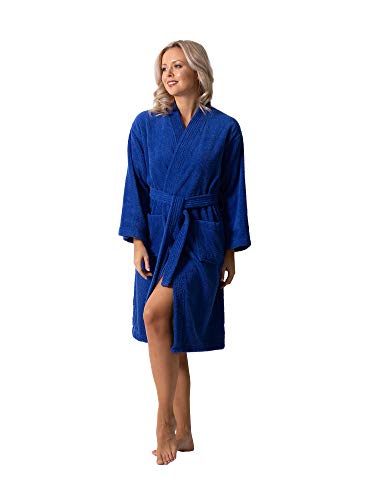 Image of Luxurious Turkish Terry Kimono Collar Super-Soft Terry Absorbent Bathrobes for Women
