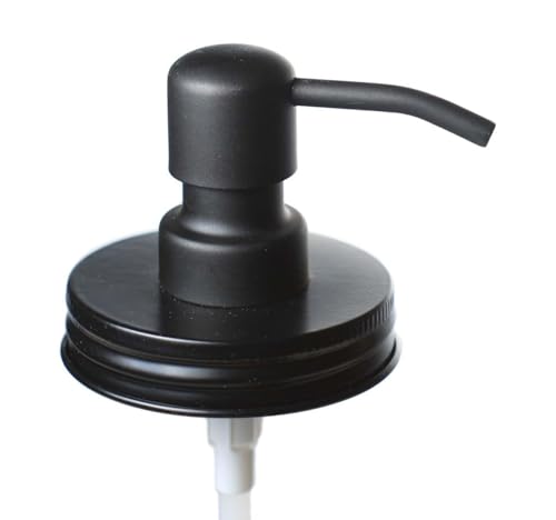 Jarmazing Products Black Mason Jar Soap Dispenser Lids - One Pack - for All Regular Mouth Canning Jars – Made from Rust Proof Stainless Steel
