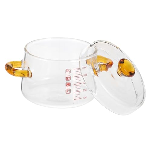 TOVINANNA 透明高硼硅耐熱ガラス鍋 双耳ハンドル付き 蒸し器対応スープポット キッチン調理用 深型容器 煮込みやすい耐熱調理器具