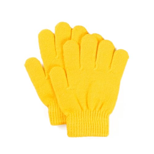 Kids Mittens Thickened Knitted Gloves Breathable Windproof Yellow
