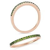 LE VIAN 1/4 Carat Green Chrome Diopside Stackable Band Ring for Women in 14k Rose Gold Anniversary Promise Wedding Band Ring Size 7