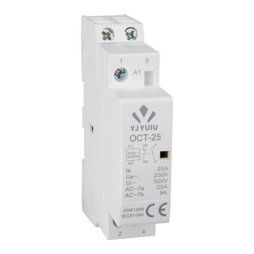 YJYUIU Wechselstromschütz 2-polig 25A AC 220V/240V 50/60Hz DIN-Schiene 35mm (OCT25 1NO 1NC)