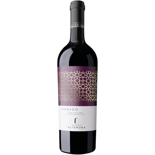 Masseria Altemura Sasseo Salento IGT - Italian Still Red Wine from the Apulia Region, Italy - 100% Primitivo Grapes - 75cl / 750ml, 14.5% ABV