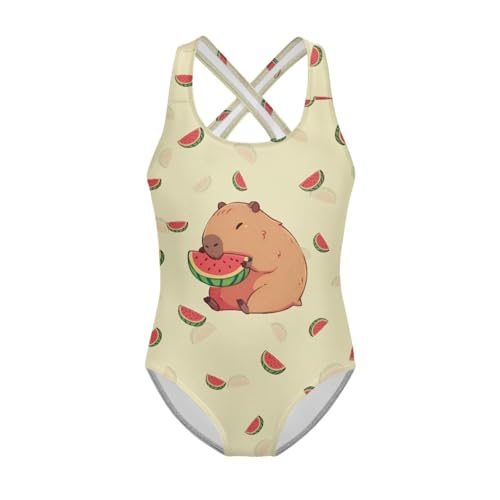 Image of Girls One Piece Swimsuits Axolotl Cross Back Swimwear Beach Summer Quick Dry Beach Bathing Suit