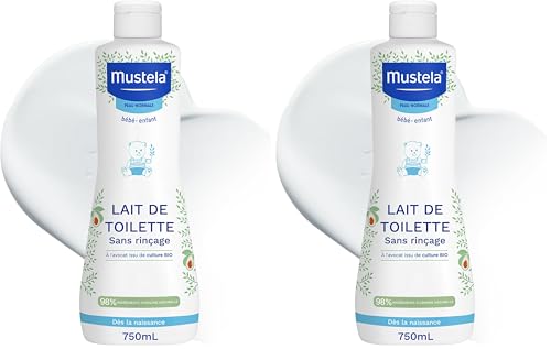 Mustela - Lait de Toilette Bébé Sans Rinçage - Soin Nettoyant et Favorisant l'Hydratation - 98% d'ingrédients d'origine naturelle - Haute Tolérance -...