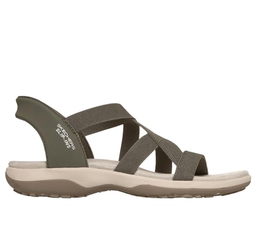 Skechers Sandales Reggae Slim Stretch Flex pour femme, olive, 36 EU