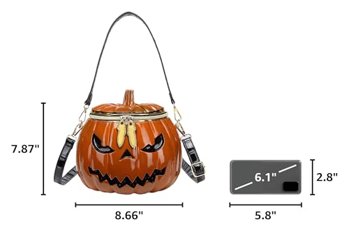 Image of Men and Women PVC Pumpkin Shaped Crossbody Shoulder Bag Handbag Halloween Pumpkin Purse