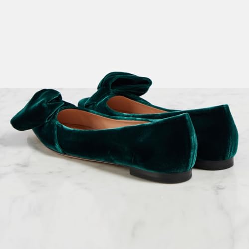 FOWT Women Pointed Toe Bow Pumps Slip on Comfortable Flats Office Daliy Walk Street Date Shoes Size 4-16 US4