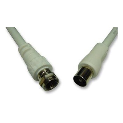 Aptii F Plug to Coaxial Plug TV Aerial Cable Fly Lead White 4m