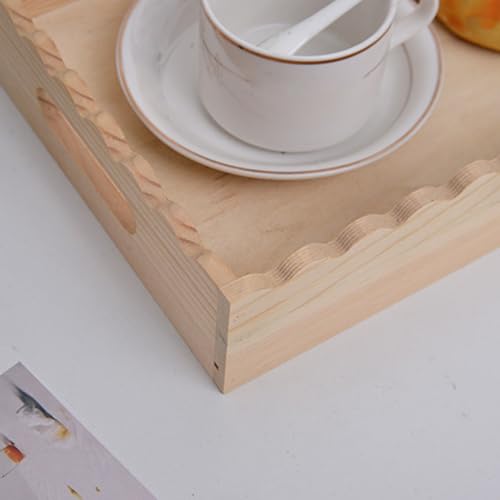 Bandeja decorativa rectangular de madera con diseño de mango 8