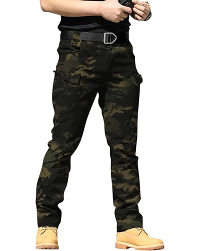 YAOBAOLE Pantalon Tactique Pantalons Militaire Homme Treillis Pantalon Homme Cargo Pantalons de Randonnée Camouflage Nuit XL