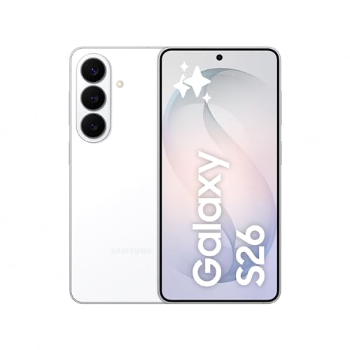 Samsung Galaxy S26, 512GB, Teléfono Móvil con Galaxy AI, Cámara 50MP, 12GB RAM, Batería 4300mAh, Garantía del Fabricante 3 Años + 1 Año Extra, Color Blanco (Versión Española)