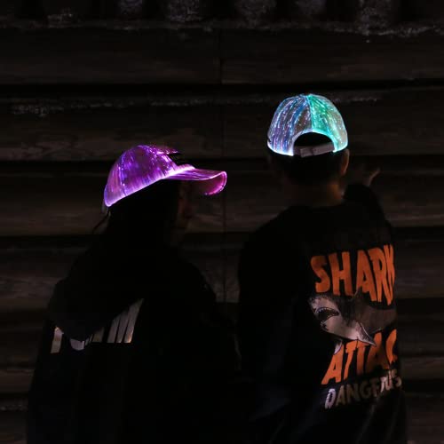 Image of lumisonata LED Cap Fiber Optic Hat EDM Baseball Caps Light Up 7 Colors Glowing USB Charging Hats Rave Accessories for Party