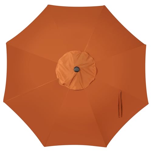 Image of Blissun 9' Outdoor Patio Umbrella, Outdoor Table Umbrella, Yard Umbrella, Market Umbrella with 8 Sturdy Ribs, Push Button Tilt and Crank