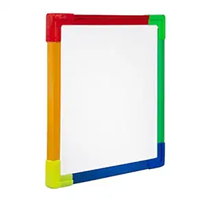 Maruti Non Magnetic 1 x 1 Feet Double Sided White Board and Green Chalk Board, Both Side Writing Boards, One Side White Marker and Reverse Side Green Chalk Board (Color Full Border)