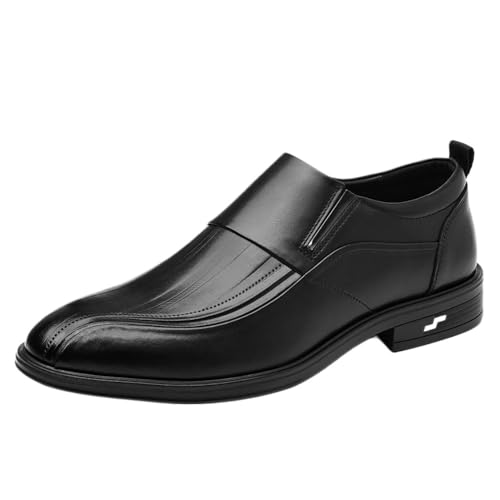 Men's Slip-On Breathable Leather Loafers Spring Business Casual Dress Shoes British Style Comfortable Flat Formal Oxfords
