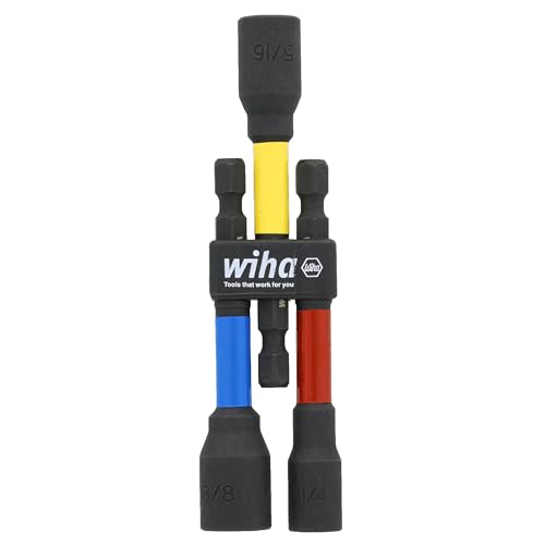 Image of Wiha 70489 3 Piece Color Coded Magnetic Nut Setter SAE Set 3 inch