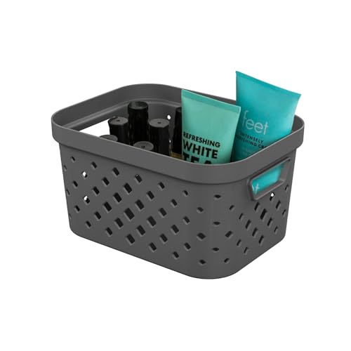 SUNDIS Pixel, panier de rangement 1,5l, en plastique gris recyclé, empilable, idéal pour la salle...