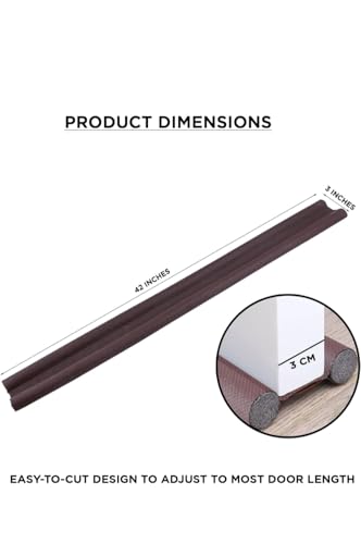 Image of KRISAA Innovation (42 Inches, Pack of 2) Door Guard Gap Filler for Door Bottom Seal Strip - Sound-Proof, Reduce Noise, Energy Saving Door Stopper for Reduce Door Dust, Door Guard for Home(Brown)