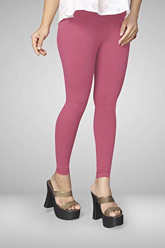 Image of Women's Cotton Skinny Leggings with Ankle Length Solid Pattern Mid Rise and Elastic Closure | Cotton Skinny Leggings for Womens