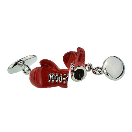 Mancornas para hombre estilo cadena con guantes de boxeo rojos miniatura 1
