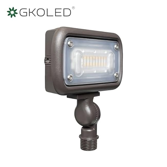 GKOLED 7W Outdoor LED Low Voltage Landscape Lighting Flood Light, 2700K, 550Lumen, 9-15V AC/DC, 1/2 Adjustable Knuckle Mount
