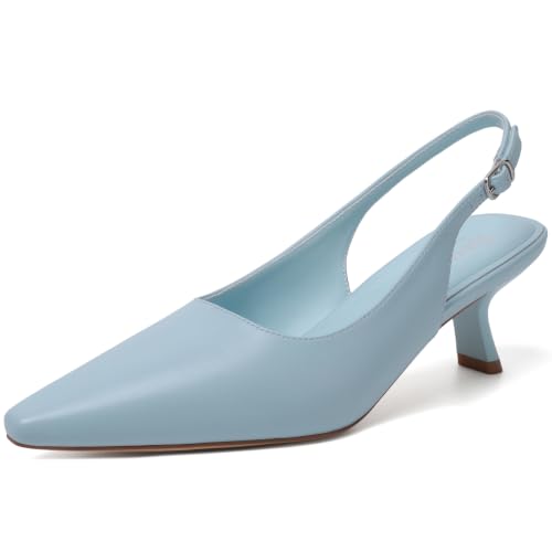 Image of RIBONGZ Sexy Slingback Pumps Elegant Dressy Heels for Women Closed Toe Pointy High Heels Wedding Bride Prom Party Evening Shoes