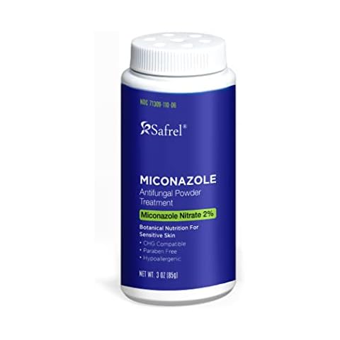 Safrel Antifungal Powder Treatment with 2% Miconazole Nitrate for Common Fungal Infections incuding Athlete’s Foot, Talc Free, 3 oz Cover