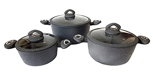 Pentole Antiaderenti, Set Pentole in Pietra Lavica, Batteria di Pentole, Batteria di Pentole da Cucina, Set di Pentole, Pentole Antigraffio, Set Pentole da Cucina, Casseruole Antiaderenti