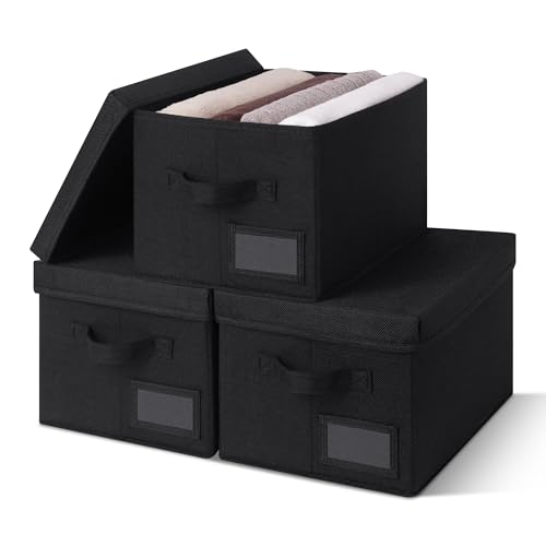 GRANNY SAYS Cajas Almacenaje, Pack de 3, Decorativas, con Tapa, Negro