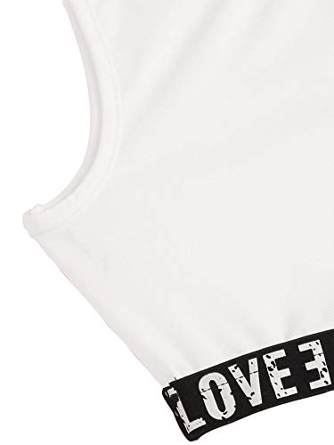 Romwe Gril's Kids Crop Tank Top With Leggings Tracksuit Gymnastic Workout 2 Piece Outfit Black White 11-12Y #TOP2