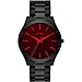 BUREI Fashion Minimalist Business Men's Wrist Watches Stainless Steel Waterproof Quartz Watch for Man，Gifts for Men（Black Red）