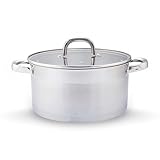 CASTEY - Olla Inox Essentials con Tapa 24 cm 5,4 L, Acero Inoxidable, Compatible con Inducción, Gas y Vitrocerámica, Olla Grande para Guisos y Sopas, Menaje de Cocina