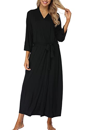 Womens Soft Long Kimono Robes Lightweight Full Length Knit Bathrobe With Pockets Ladies Casual Dressing Gown2
