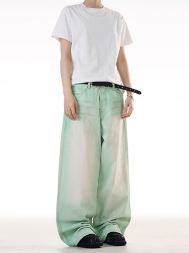 GUOYUXIAO Men's Jeans American-Style Denim Pants for Women Relaxed Straight-Leg Washed Long Pants Trouser for Men3