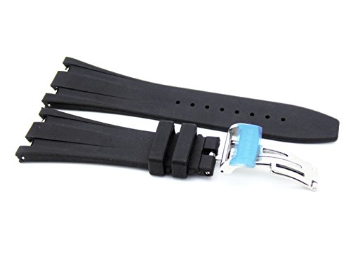 28mm Black Rubber Strap with Solid Steel Clasp Fit to Audemars Piguet Royal Oak Automatic Diver