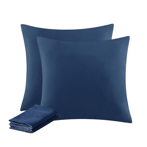 Aisbo Kissenbezug 80x80 2er Set - Kopfkissenbezug 80 x 80 Blau mit Reißverschluss aus Mikrofaser, ÖKO-TEX Pillow Cover 80x80cm, Weich und Bügelfrei