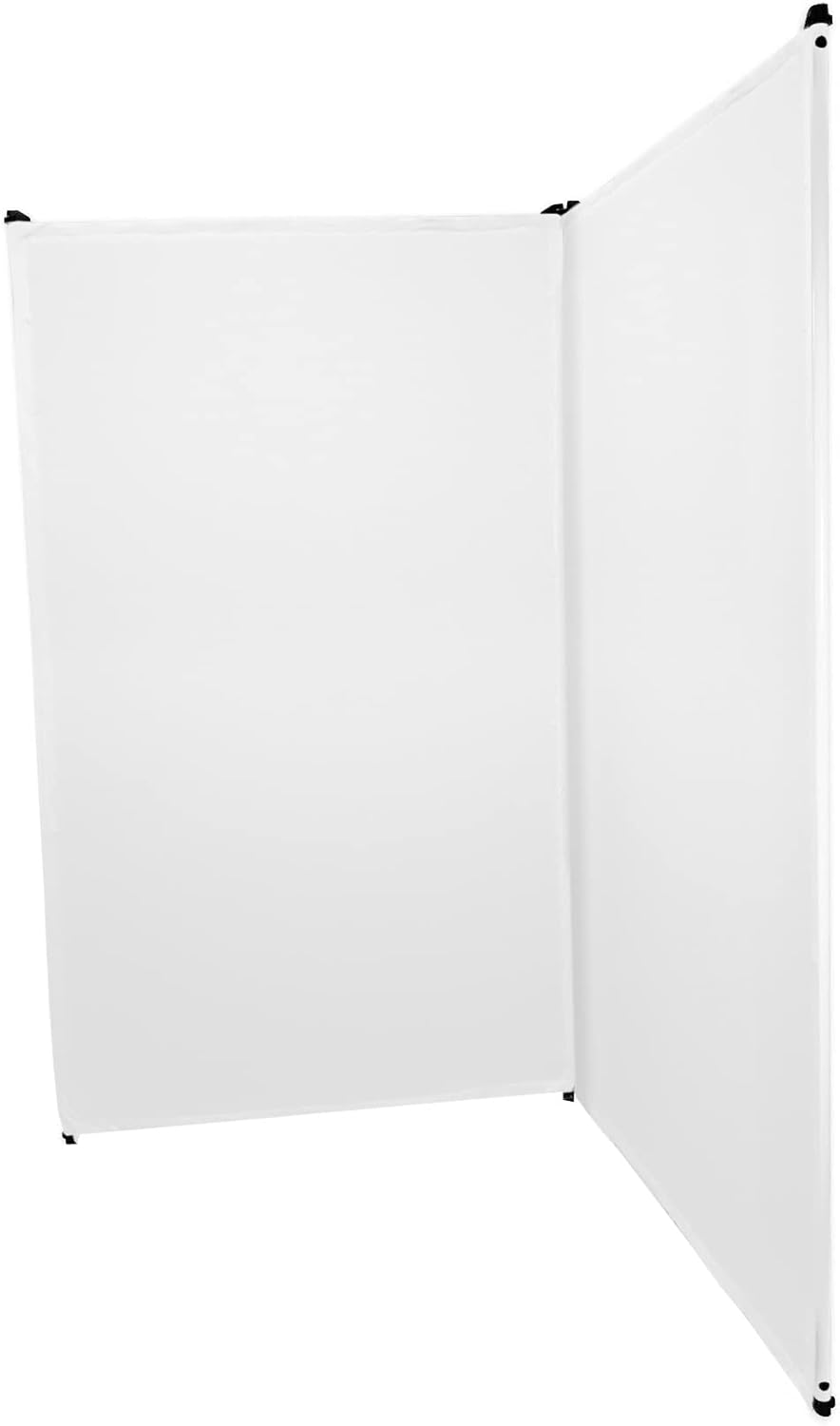 Rockville RFAAW Bundle: 6-Panel DJ Event Facade 110 in W x 47.2 in H Lightweight Frame Booth with Bag & Scrims, RAPFAW White DJ Facade Extension with 2 Extra Foldable Panels, 2-items