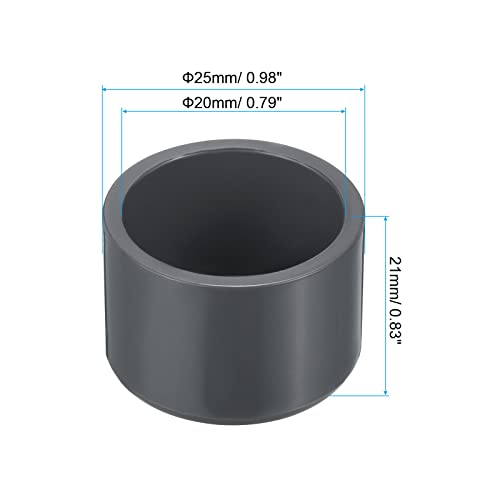PATIKIL 20mm UPVC Pipe End Cap Fitting, 20 Pack Furniture Grade Plug Coupling Socket for DIY Garden, Grey - Image 2